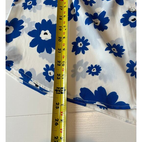 Cabi Florist Blouse Top Blue White Sz M V-Neck Long Sleeve Button Up Cottagecore - Picture 9 of 10